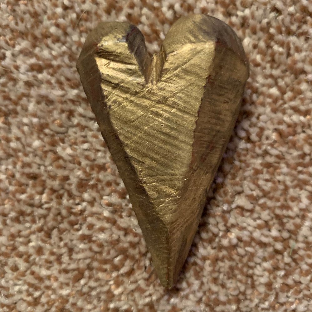 Gold wooden heart magnet